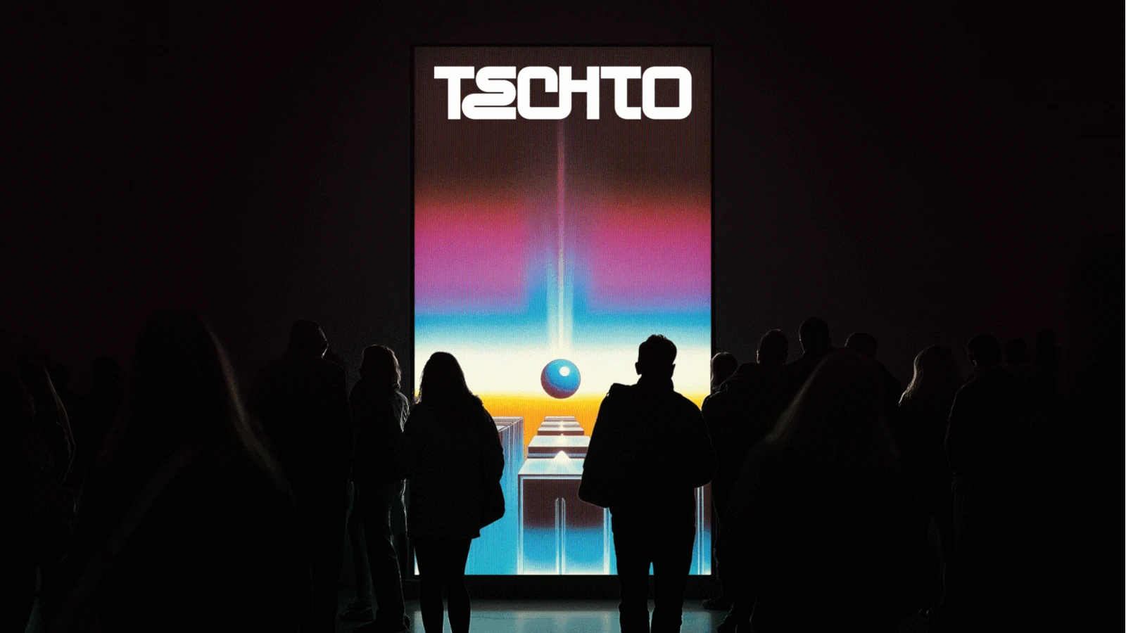 TechTO branding on a large illuminated screen at an event, with attendees silhouetted in front