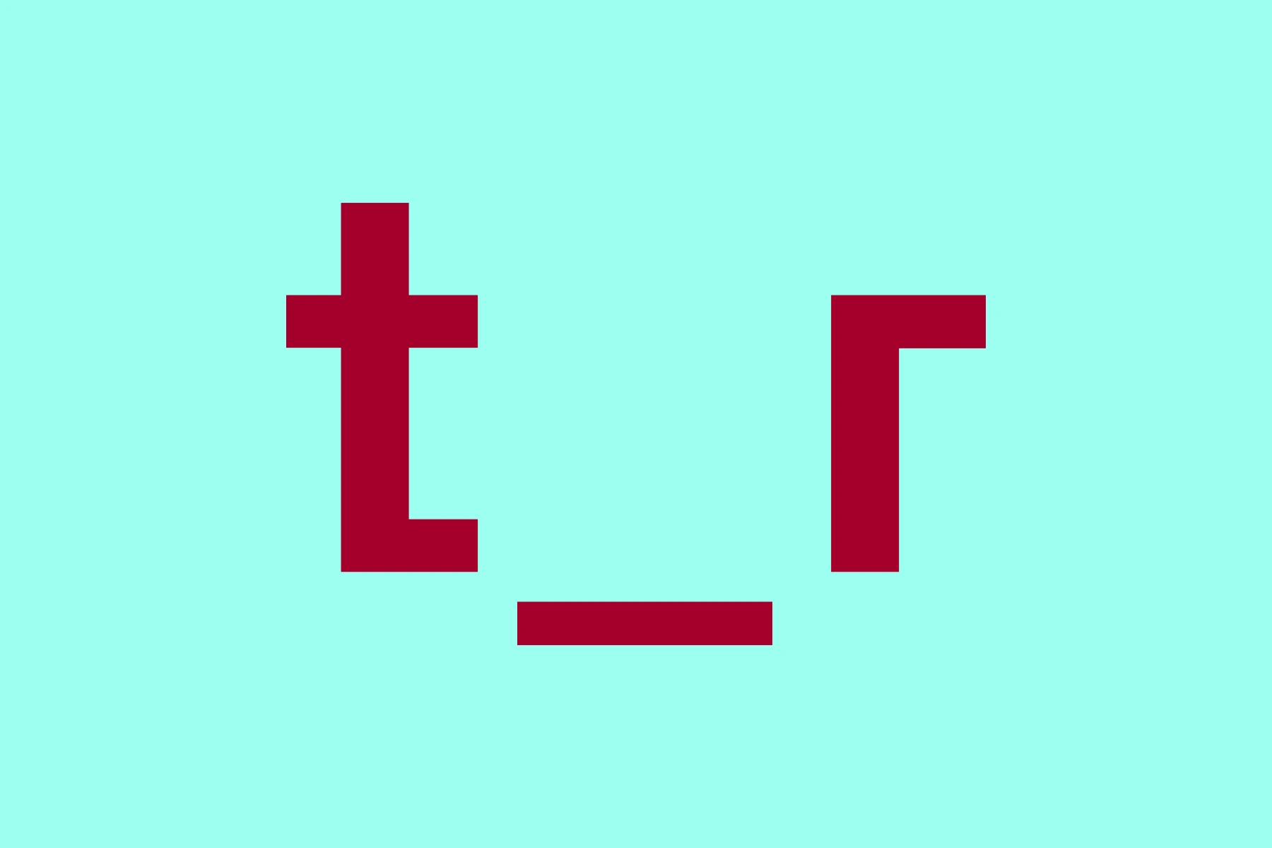 The Tightrope app icon: the letters t and r either side of an underscore, in deep red on turquoise, reading as a face