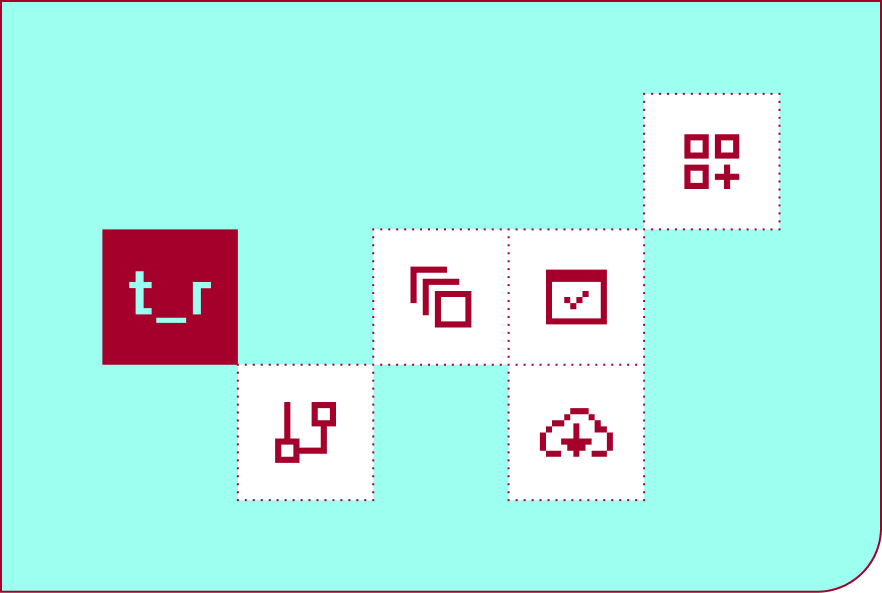 Tightrope's app mark beside a staggered grid of pixel-drawn product icons