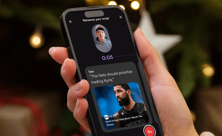 Hand holding phone with Career Plan interface on the screen